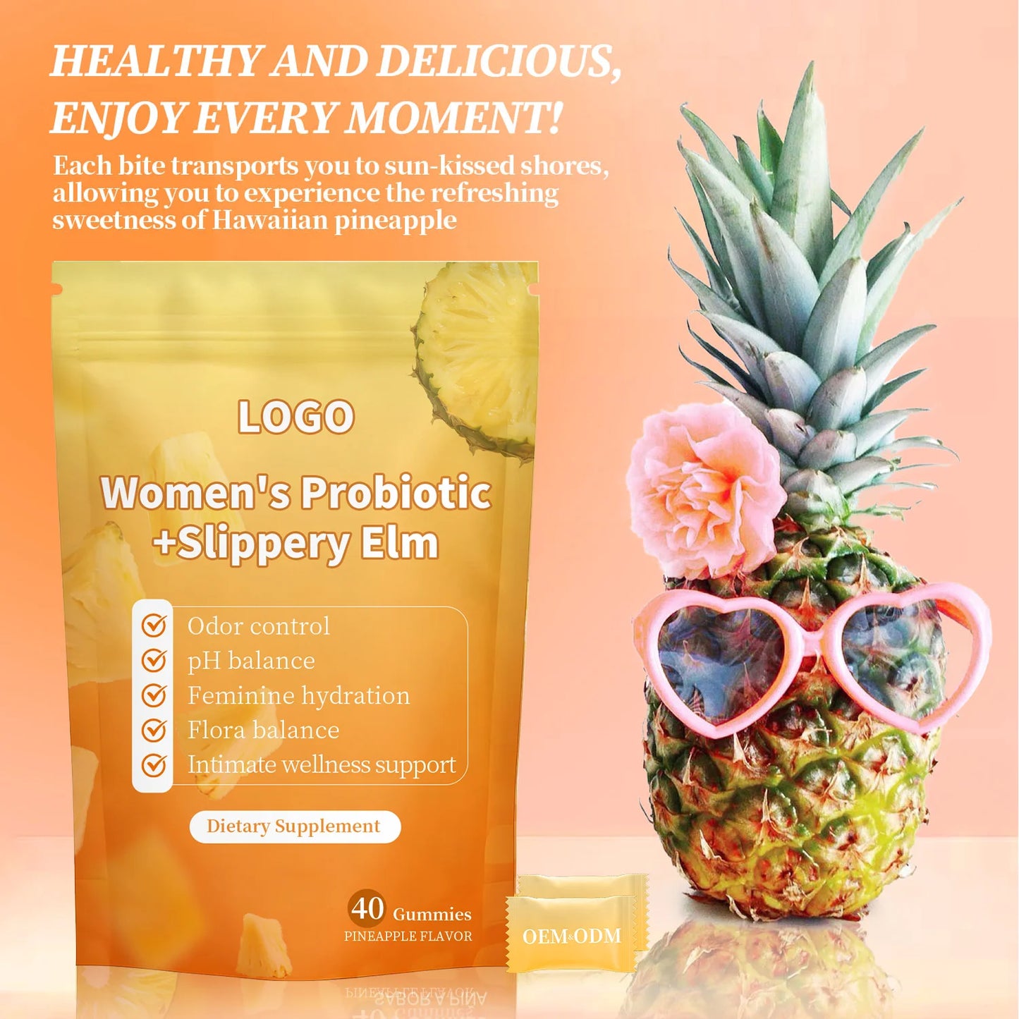 Women’s Probiotic Slippery Elm Gummies OEM Factory Feminine Wellness Support