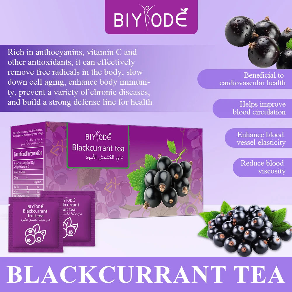 Wholesale Custom Private Label Herbal Supplements Blackcurrant Tea Bag OEM ODM Antioxidants Vitamin C Improve Digestion Support Cardiovascular Health Relieve Fatigue Enhance Immunity