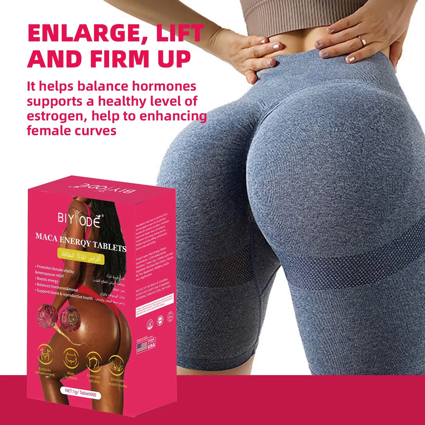 Wholesale Maca Tablets Private Label Body Shaping Supplement for Curve Sculpting and Female Daily Energy Support
