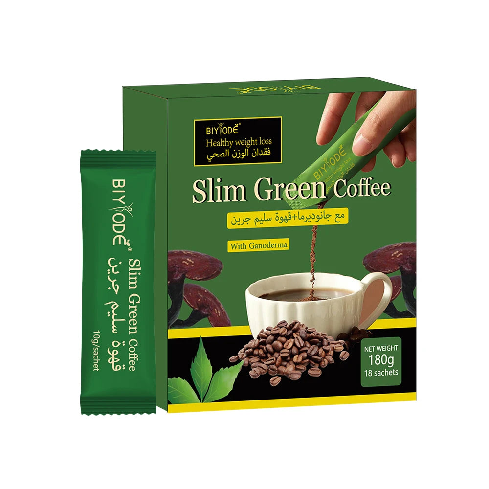 OEM ODM Custom Slim Green Coffee Lingzhi Ganoderma Herbal Coffee Powder Private Label Instant Coffee HALAL GMP Approved Detox Slimming Coffee Appetite Suppressant Energy Booster Fat Burning Coffee