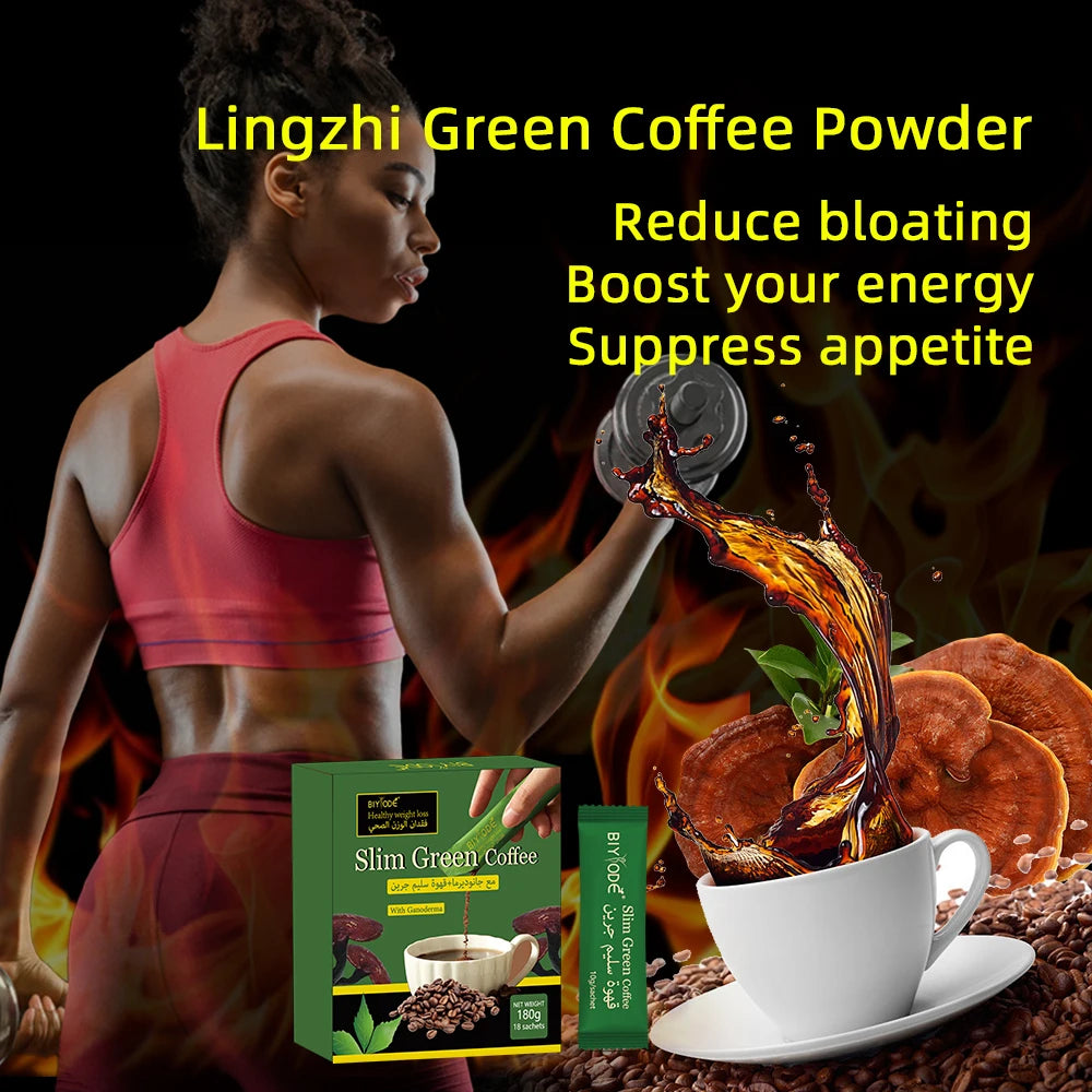 OEM ODM Custom Slim Green Coffee Lingzhi Ganoderma Herbal Coffee Powder Private Label Instant Coffee HALAL GMP Approved Detox Slimming Coffee Appetite Suppressant Energy Booster Fat Burning Coffee
