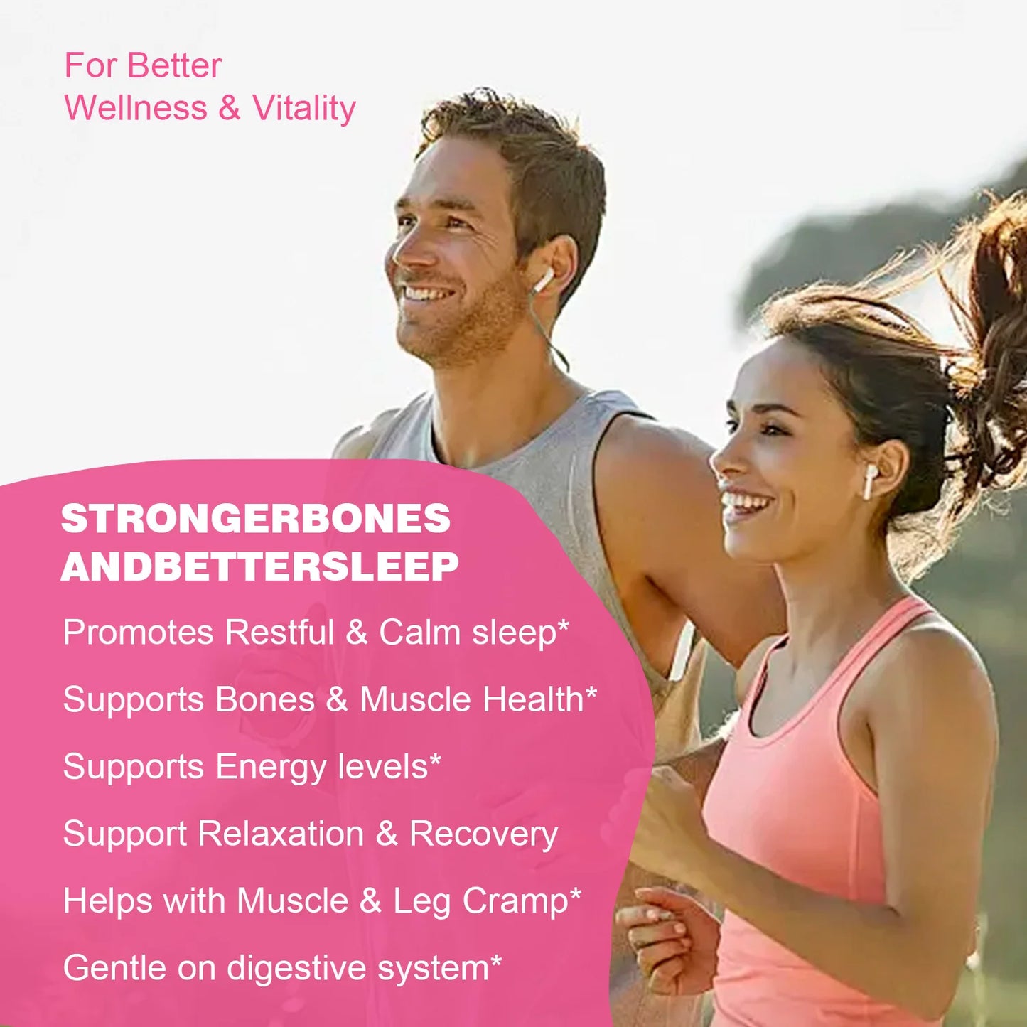 Custom Magnesium Glycinate Chewable Supplement 100mg per Serving Strawberry Taste Vegan & Gluten Free