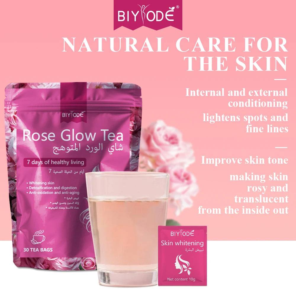 Custom Rose Glow Tea Bag Herbal Supplement OEM ODM Factory Manufacturer Wholesale with Rose Glow Herbal Ingredients Chrysanthemum Antioxidant Detox Support Skin Radiance Glow