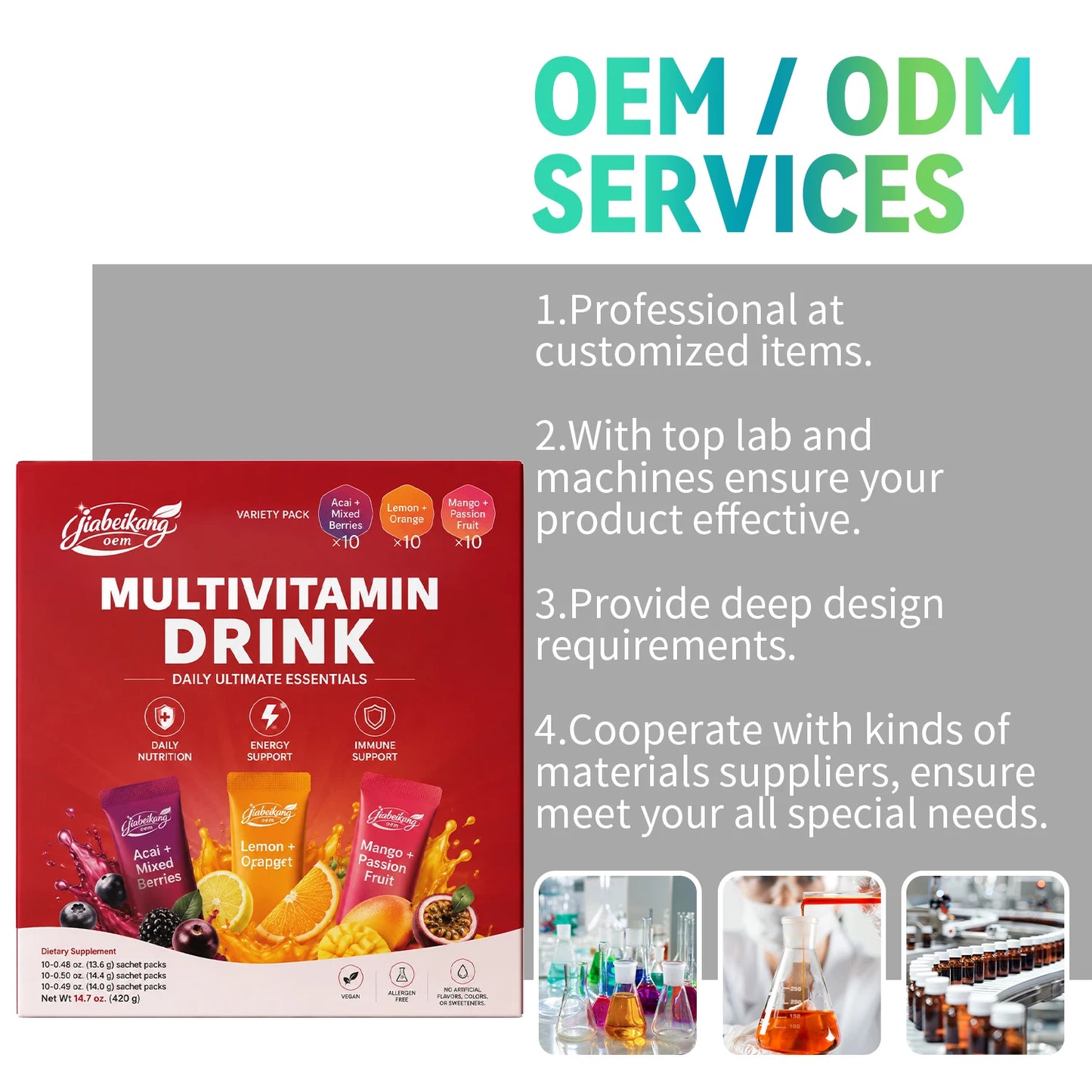 OEM Private Label All in One Daily Nutrition Drink Powder with Multivitamins Probiotics Superfoods Blend