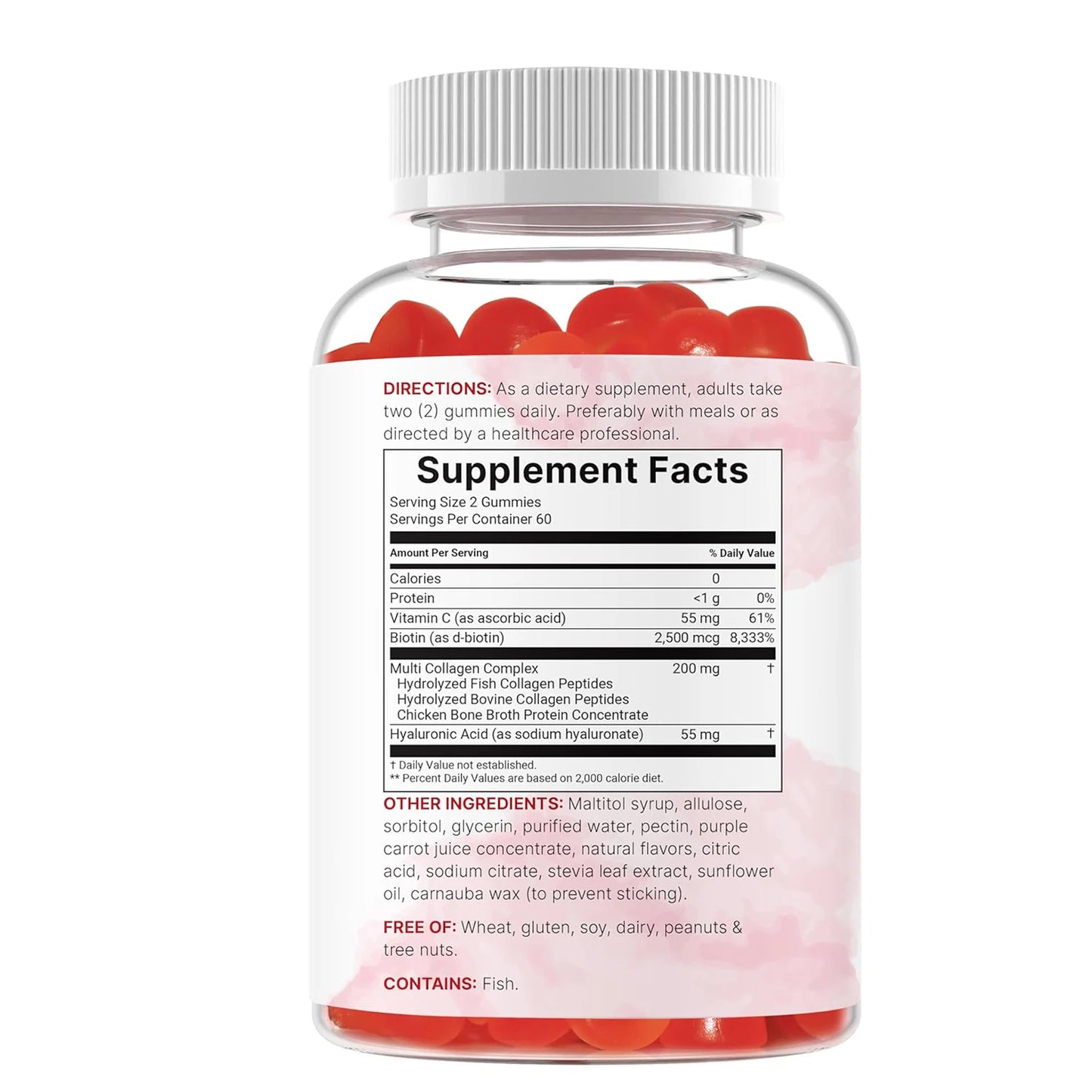 OEM 8 in 1 Multi Collagen Gummies with Hyaluronic Acid Biotin and Vitamin C Pomegranate Berry Flavor