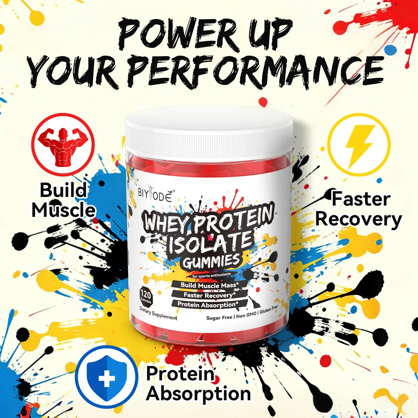 Custom Protein Gummies Sugar Free Whey Isolate BCAA Supplement for Workout Recovery and Muscle Support