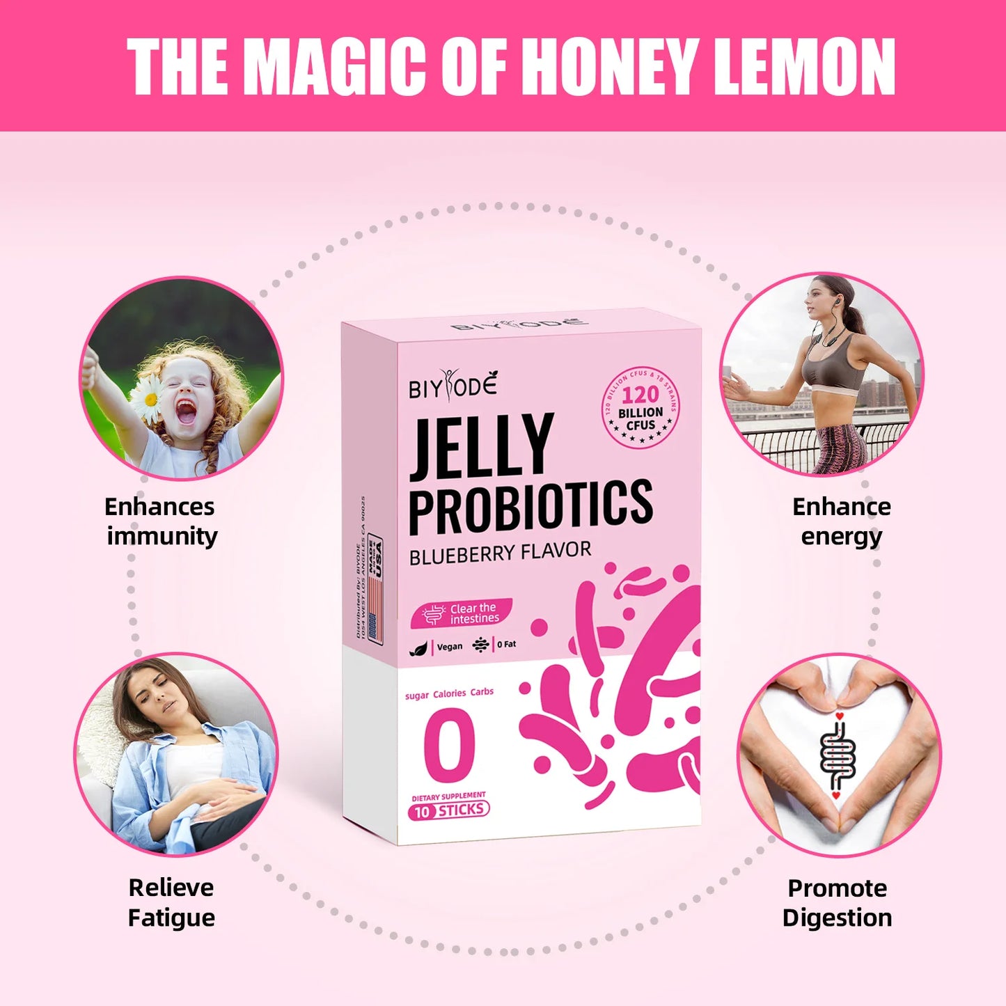 Private Label Probiotic Jelly Blueberry Flavor 120B CFU Gut Support Jelly