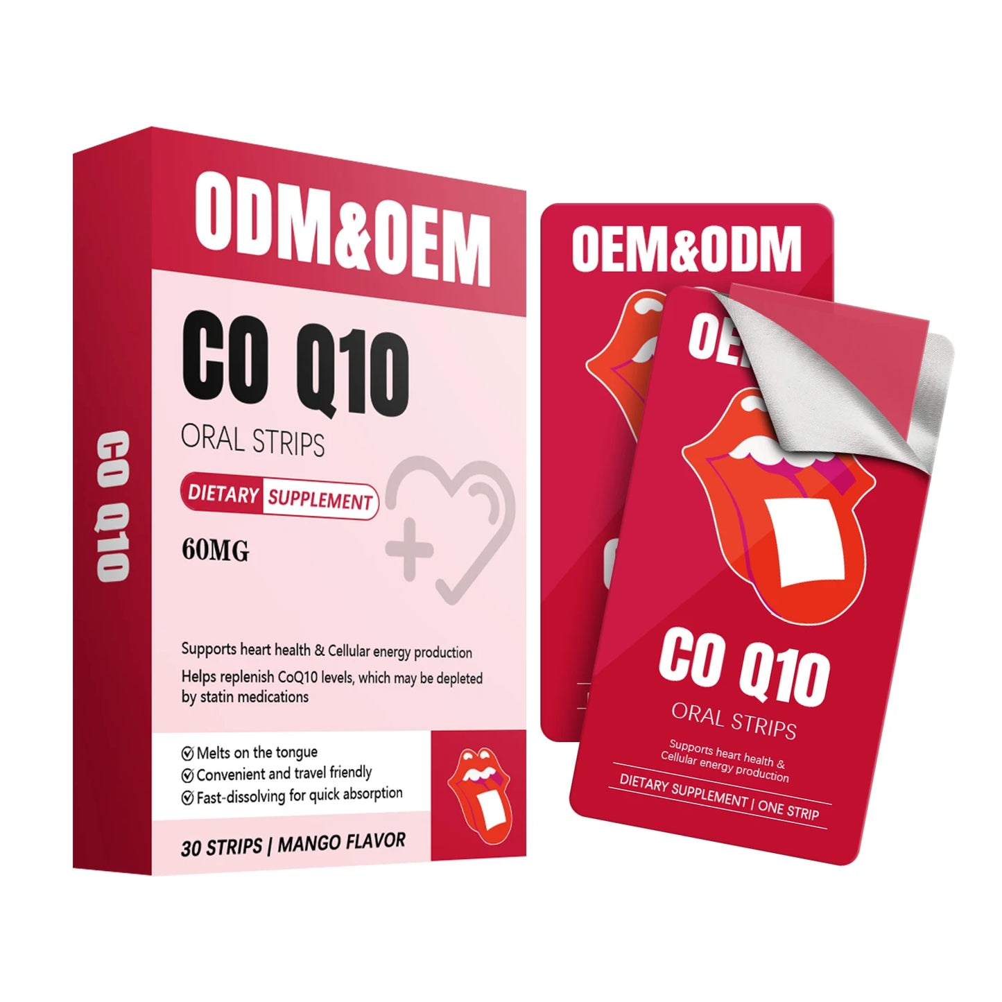 Private Label CoQ10 Oral Strips Easy To Take Instant Melt High Absorption Cardiovascular Wellness Support