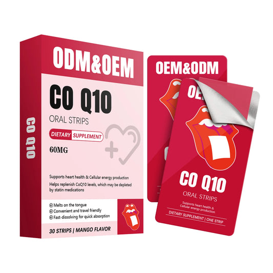 Private Label CoQ10 Oral Strips Easy To Take Instant Melt High Absorption Cardiovascular Wellness Support