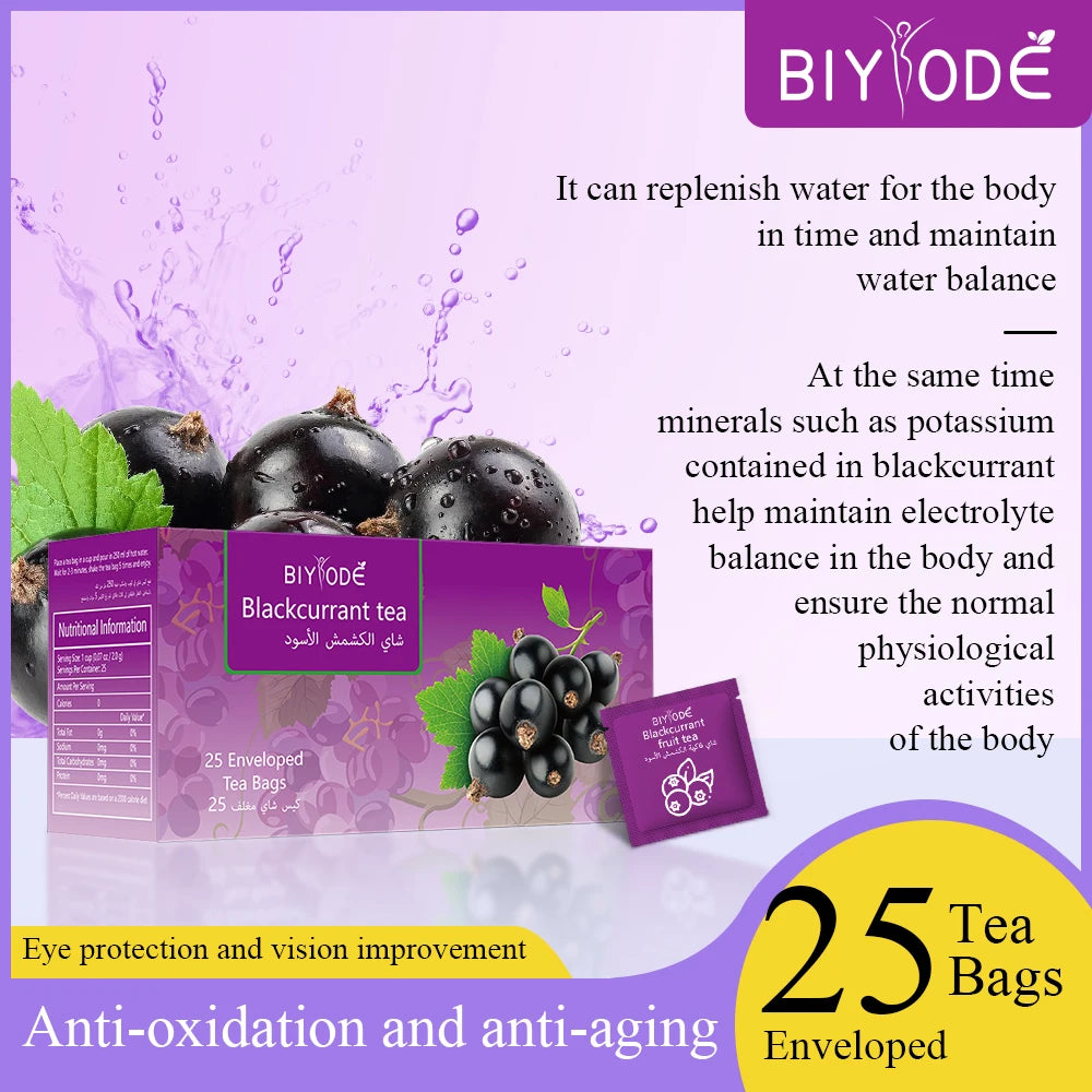 Wholesale Custom Private Label Herbal Supplements Blackcurrant Tea Bag OEM ODM Antioxidants Vitamin C Improve Digestion Support Cardiovascular Health Relieve Fatigue Enhance Immunity