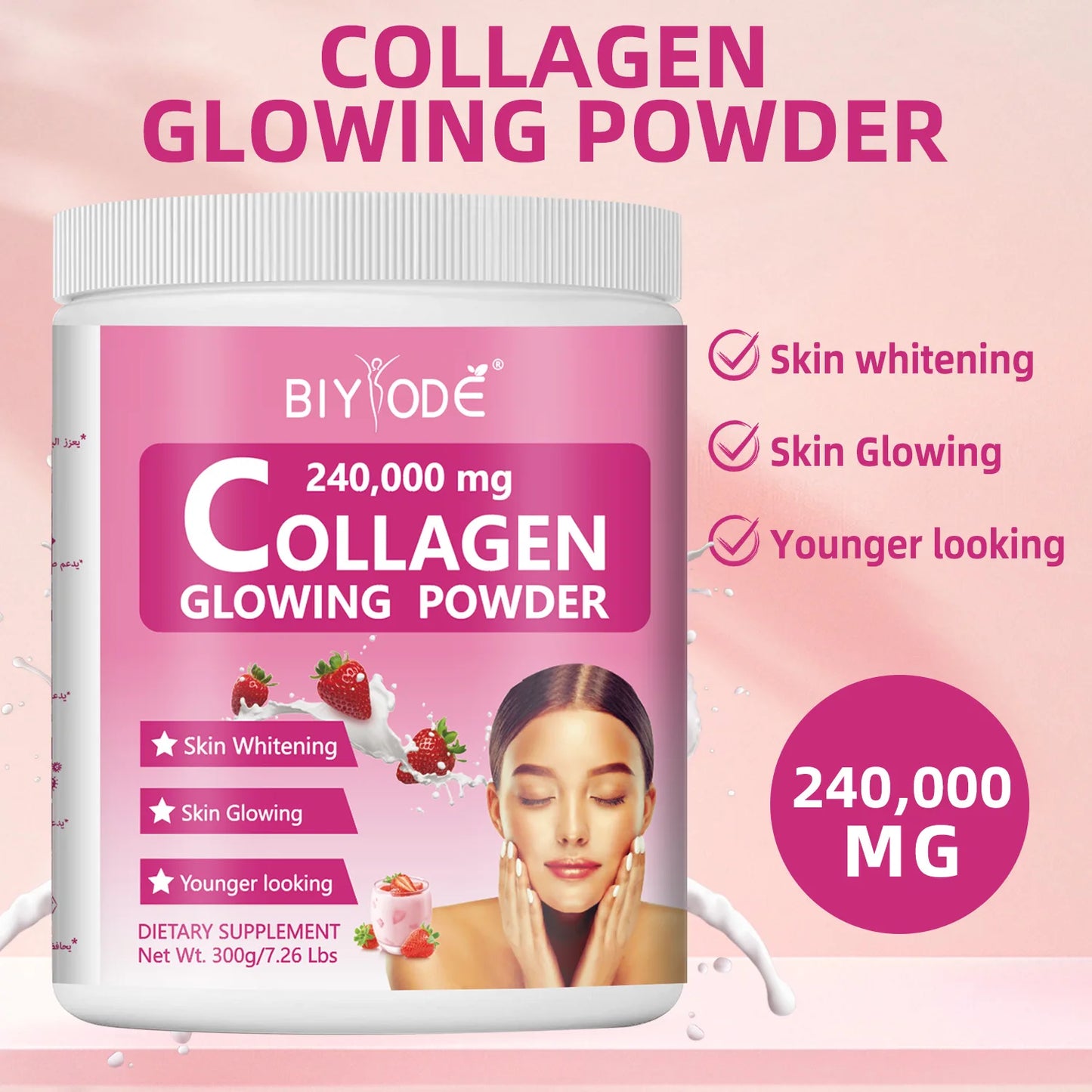 OEM ODM Private Label Collagen Glowing Powder Herbal Supplement Factory Wholesale Hydrolyzed Collagen Powder Custom Label Ready Stock With GMP HALAL NSF COA