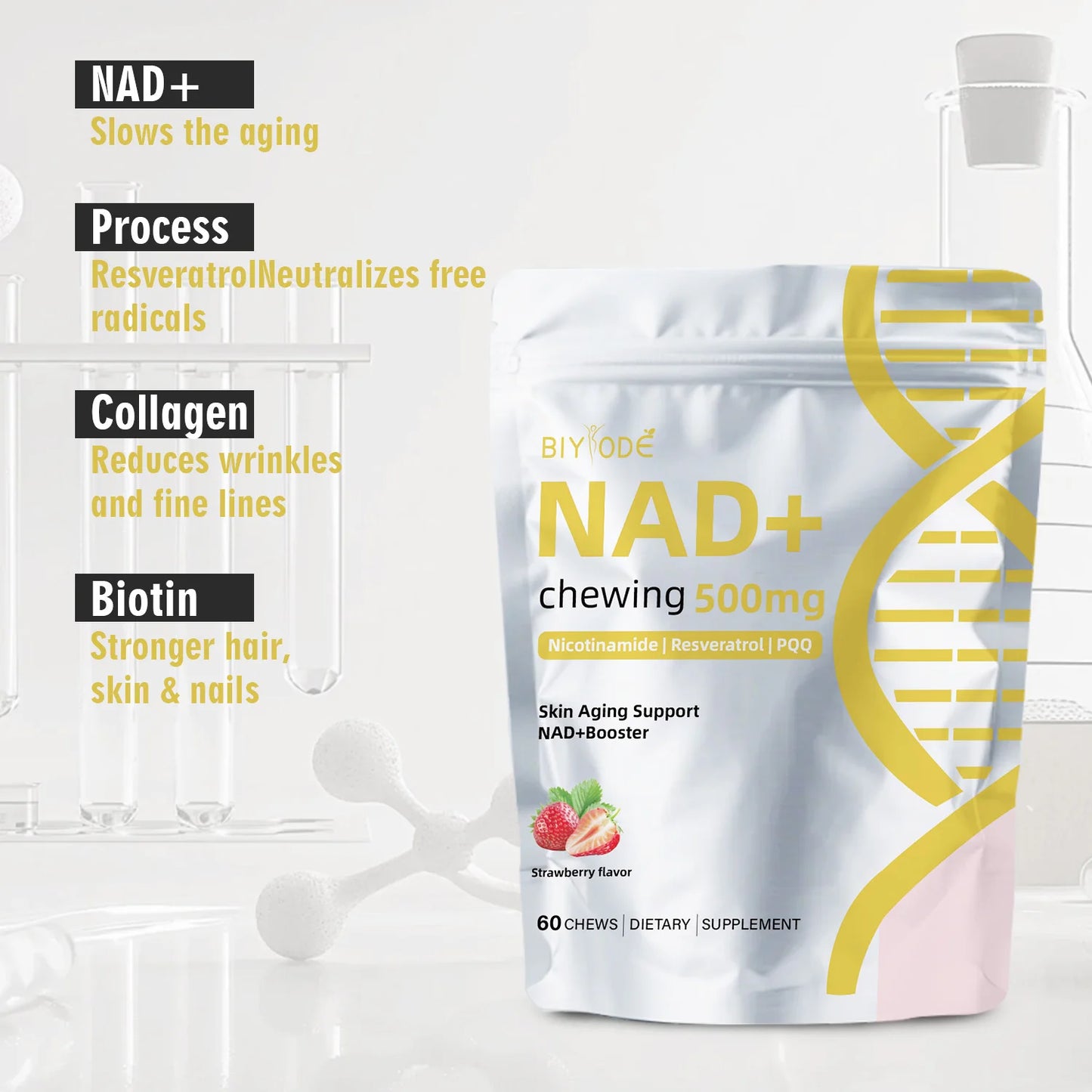 Custom NAD+ Chews 500mg Private Label Chewable Supplement for Energy & Skin Support