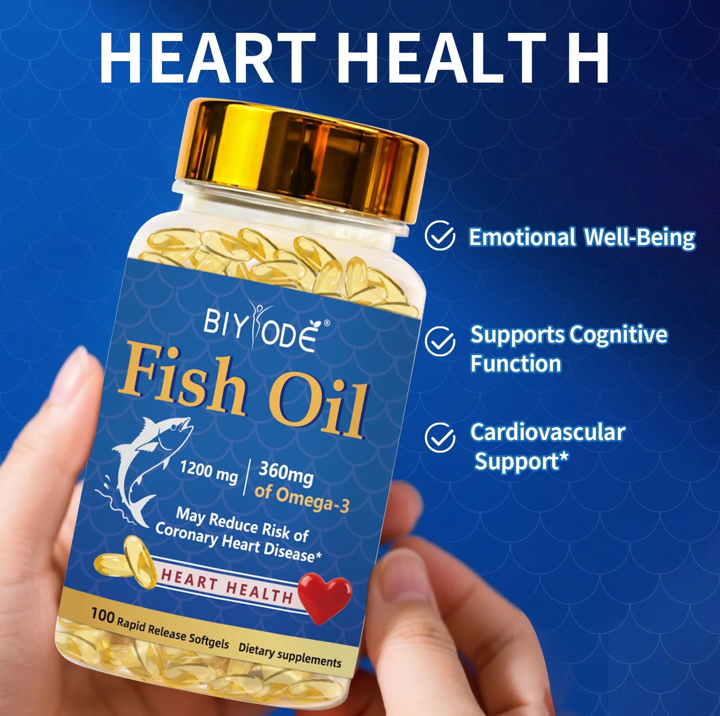 Omega 3 Fish Oil Capsules 1200mg EPA DHA Family Daily Nutritional Support Softgels