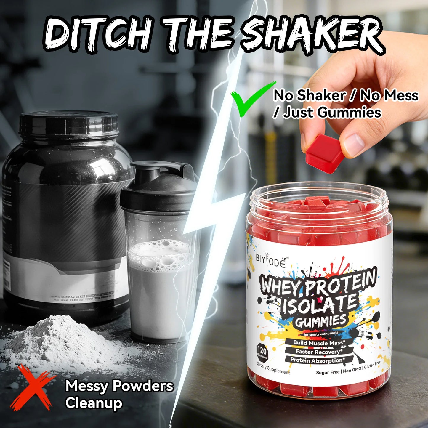 Custom Protein Gummies Sugar Free Whey Isolate BCAA Supplement for Workout Recovery and Muscle Support