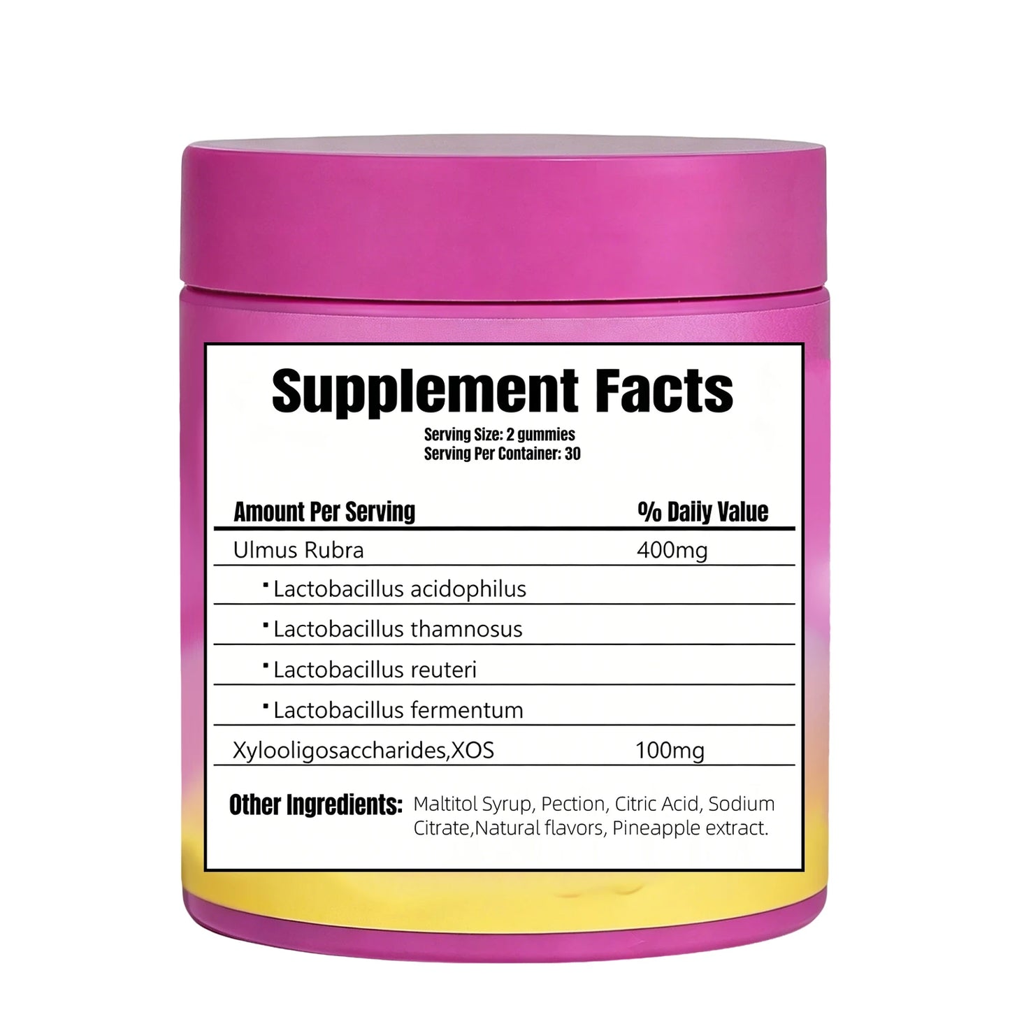 Women's Probiotic Gummies with Slippery Elm & Prebiotic XOS Feminine Balance Support OEM Private Label Supplement