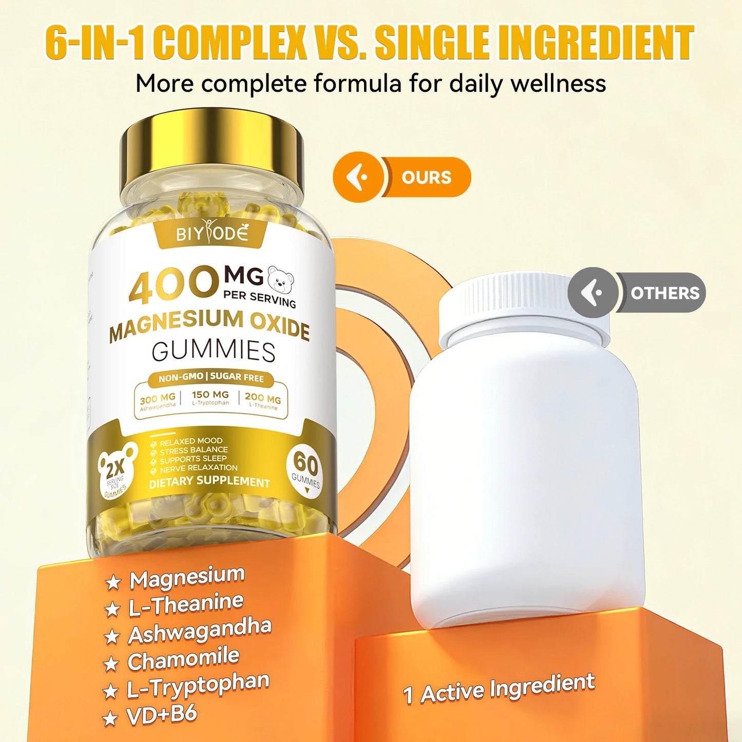 Wholesale Private Label Magnesium Gummies 400mg Calm Support Daily Balance Vegan Supplement