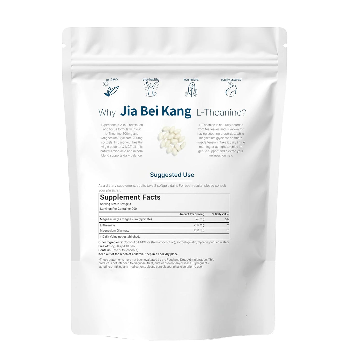 Private Label L-Theanine Magnesium Glycinate Softgels 2 in 1 Amino Acid Mineral Formula Coconut MCT Oil Supplement Manufacturer