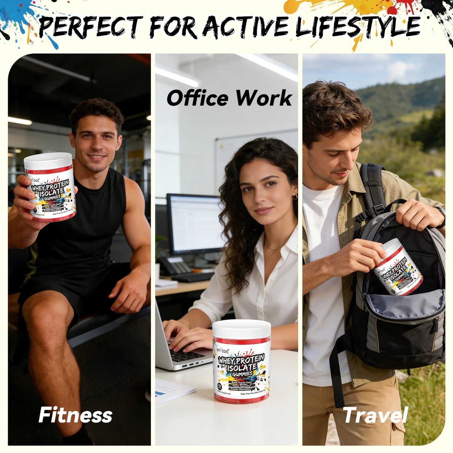 Custom Protein Gummies Sugar Free Whey Isolate BCAA Supplement for Workout Recovery and Muscle Support