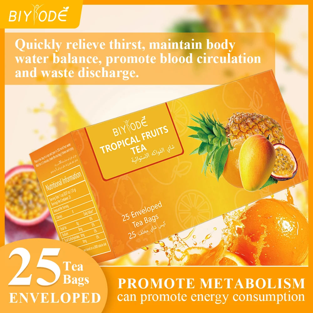 Custom Tropical Fruit Tea Bag Herbal Supplement OEM ODM Private Label Nutrient Support Fiber Enzyme Metabolism Friendly ISO HACCP GMP Certification