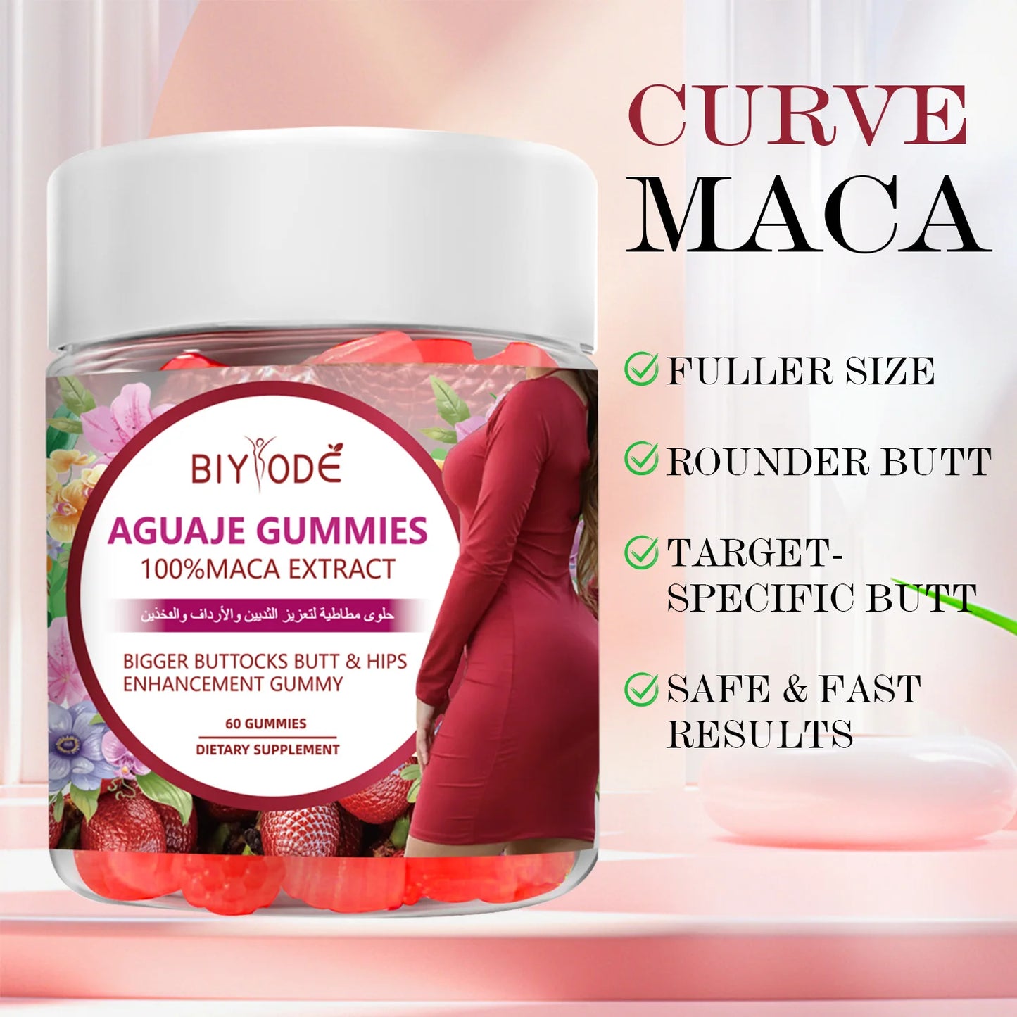 Private Label Custom Aguaje-Gummies Herbal Supplement OEM ODM HALAL GMP Certified Herbal Formula Gummies Body Shaping Support Factory Direct Wholesale