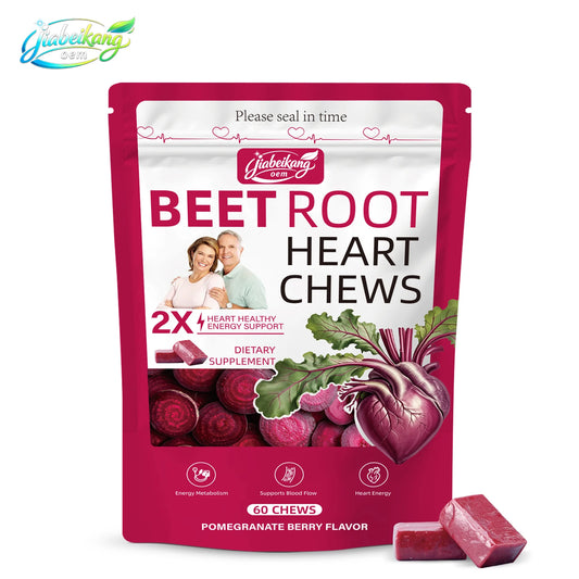 OEM Private Label Beet Root Heart Support Gummies with Grape Seed Extract 700mg Plant Based Antioxidant Chews Individually Wrapped Supplement