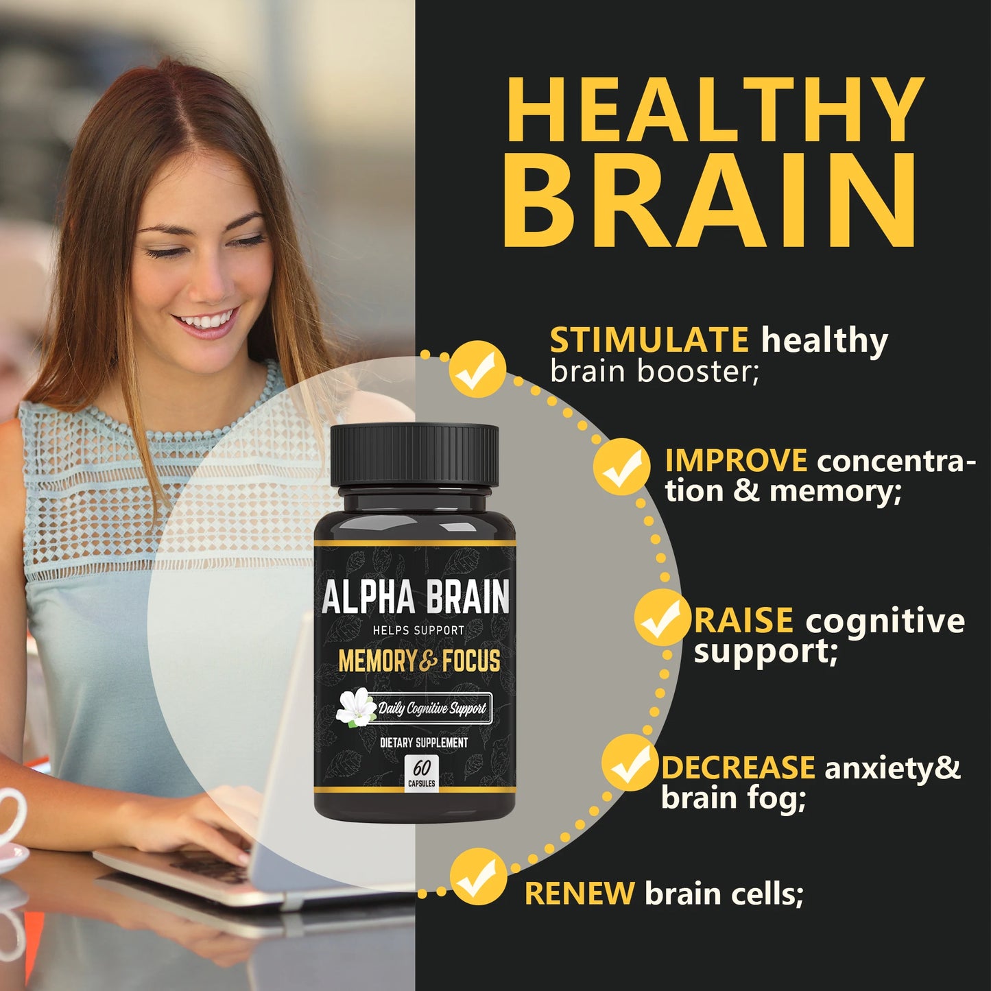 Jiabeikang Factory Customized Alpha Brain Capsule Nutritional Pills Supplements and Vitamins Booster Focus Memory Brain Health