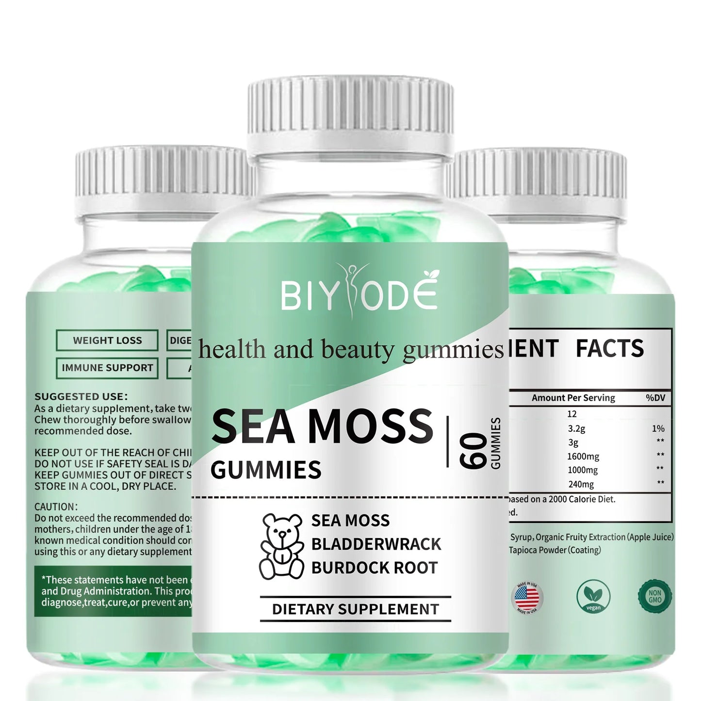 Halal sugar free professional custom private label organic raw irish sea moss slimming supplement seamoss gummy