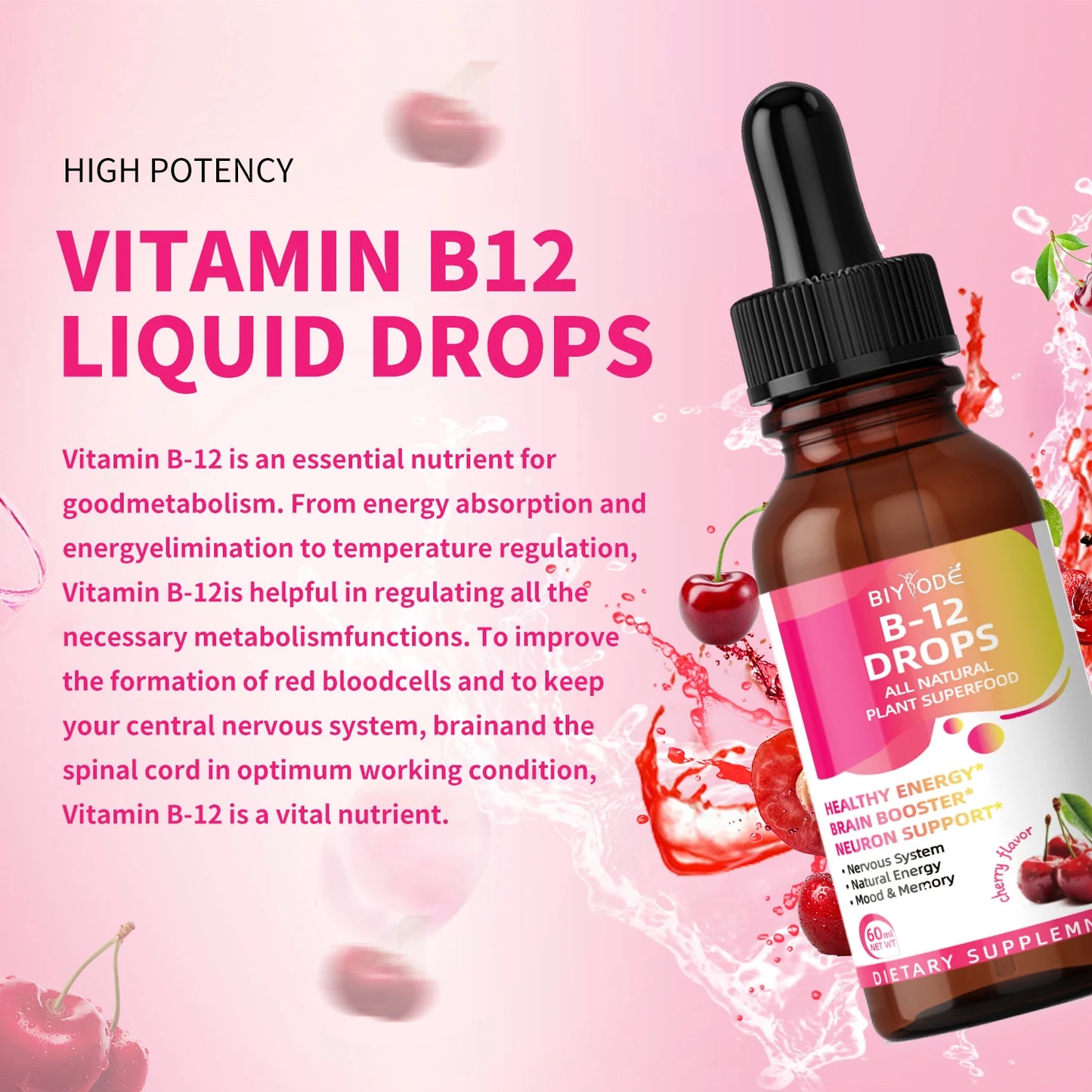 biyode B12 vitamin and supplement wholesale energy booster support liquid drops