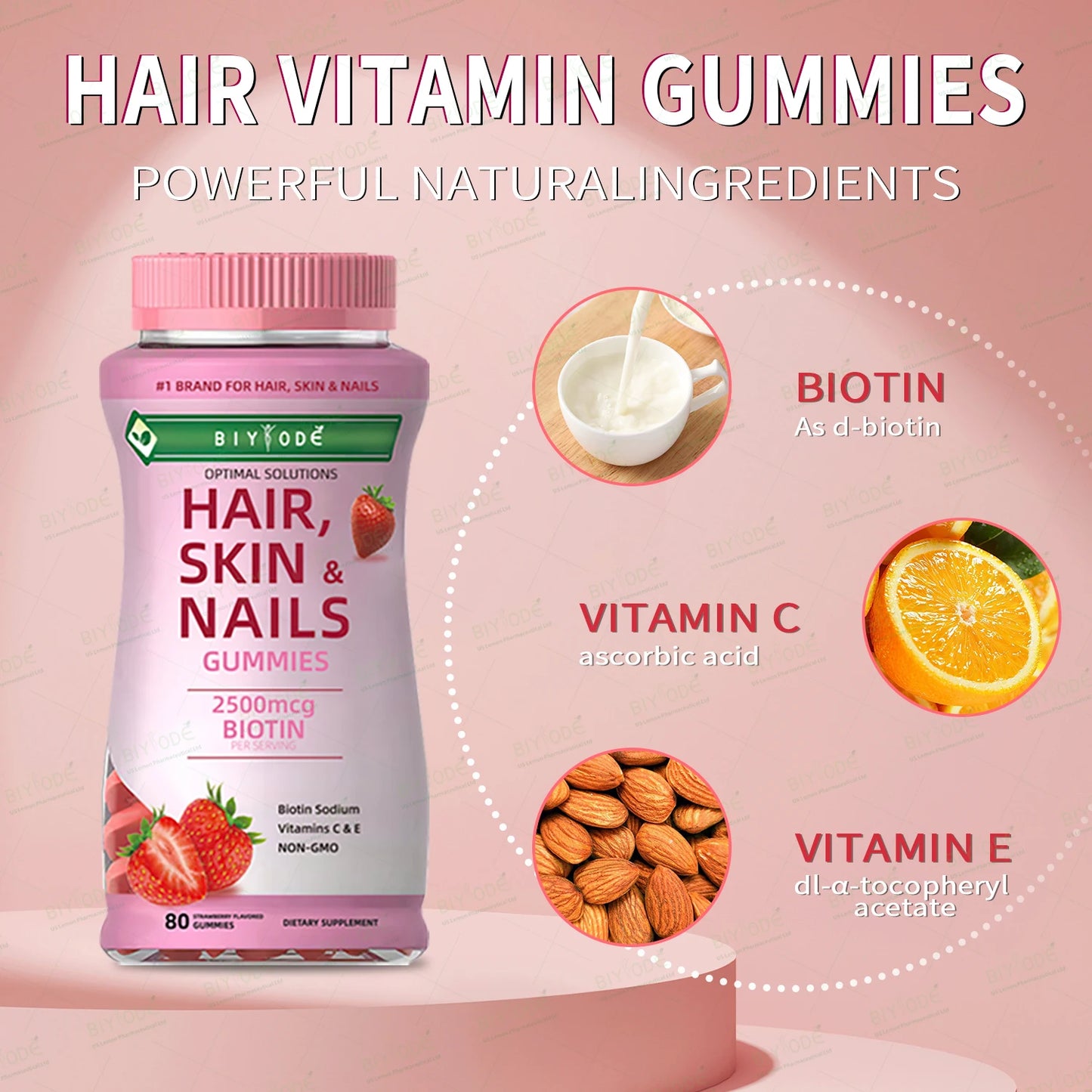 New effective forumula for hair growth supplement skin and nails health vitamin biotin collagen gummies