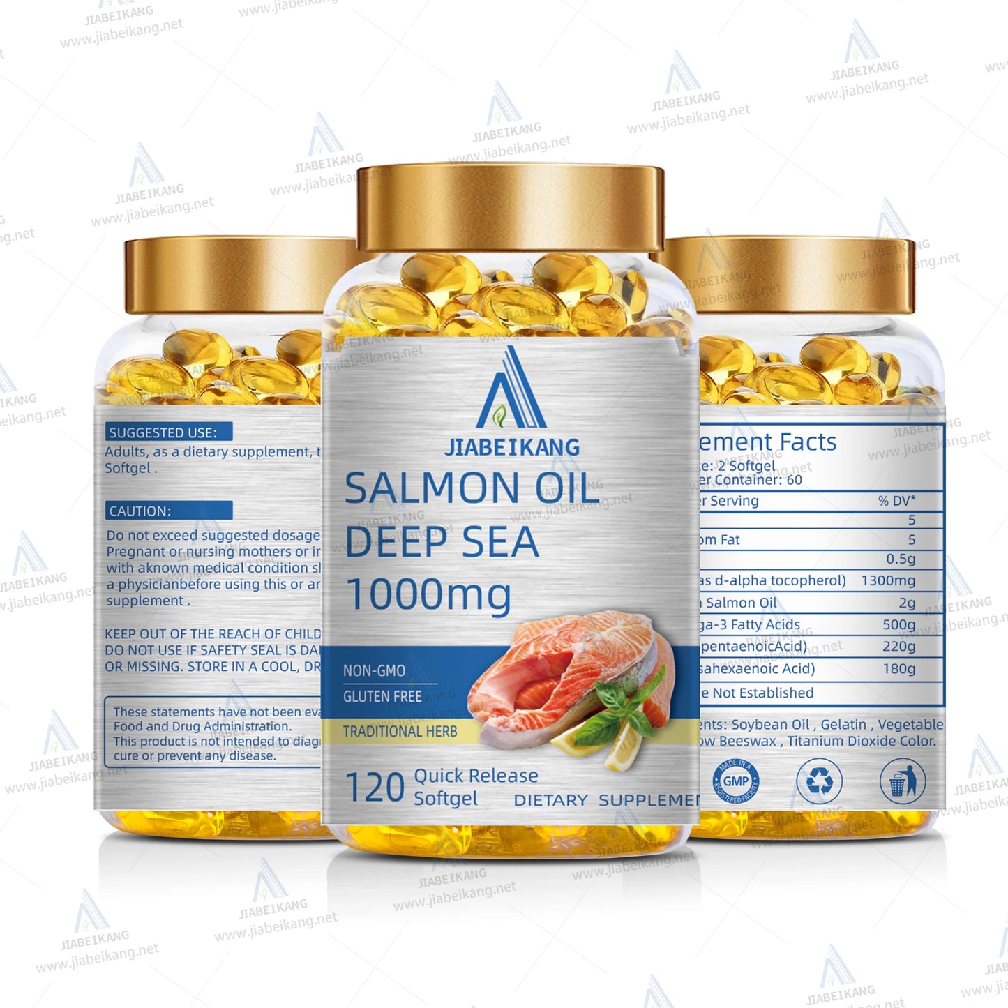 GMP halal food supplement factory oem deep sea salmon fish oil supplement softgel capsule