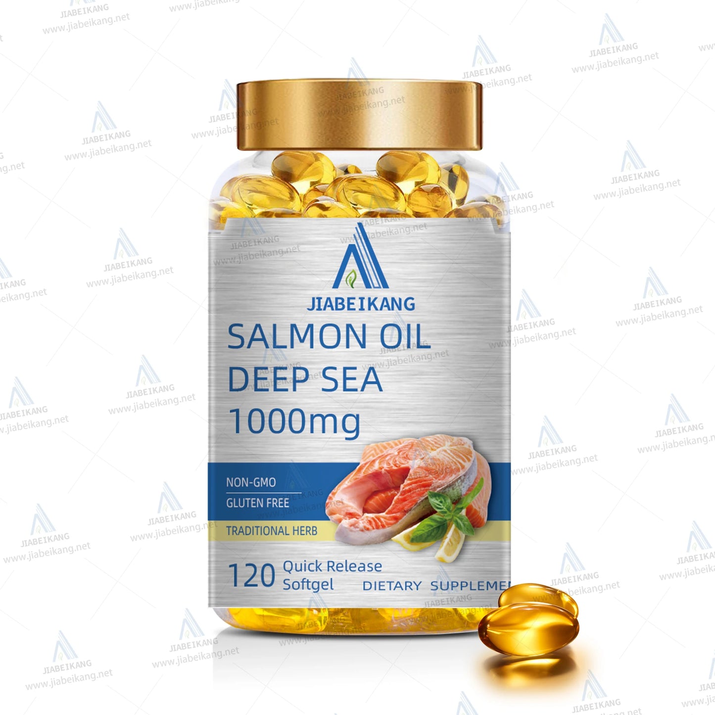 GMP halal food supplement factory oem deep sea salmon fish oil supplement softgel capsule