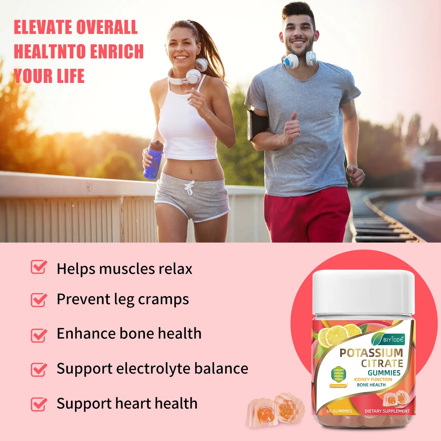 Jiabeikang Factory effective formula potassium citrate multivitamin supplement natural kidney detox cleanse health gummies