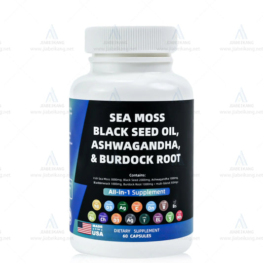 Effective formula ready stock wholesale private label sea moss ashwagandha black seed oil multivitamin seamoss pills capsules