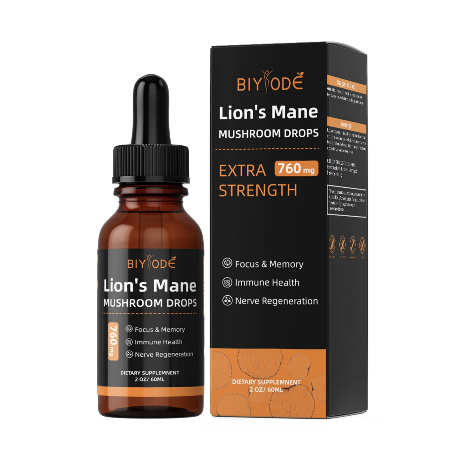 Herbs Brain Supplement Lions Mane Tincture Mushroom drops for Natural Immune Support