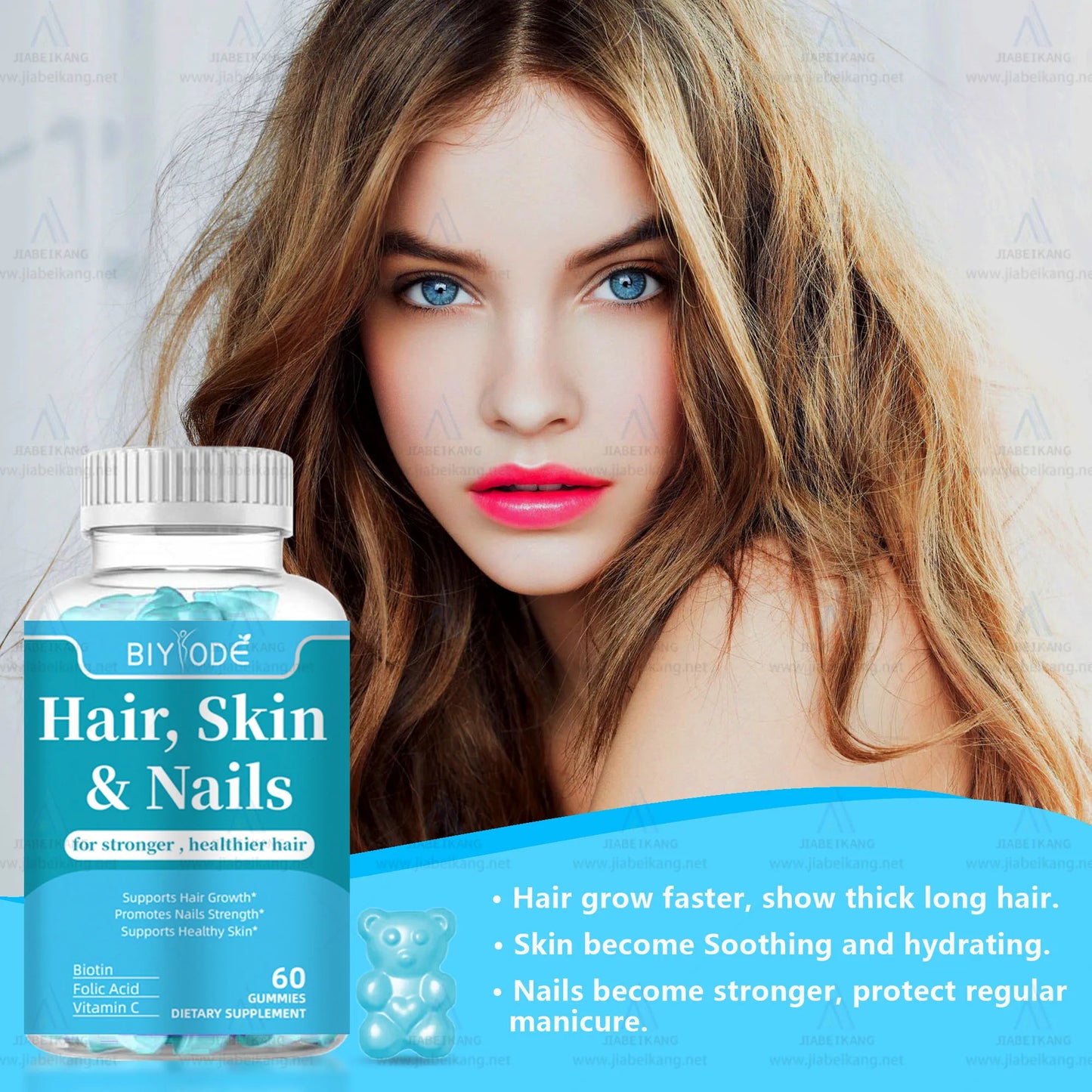 Private Label Candy Gummy Vitamins Hair Growth and Healthcare Supplements for Hair Skin Nails Promotion Development