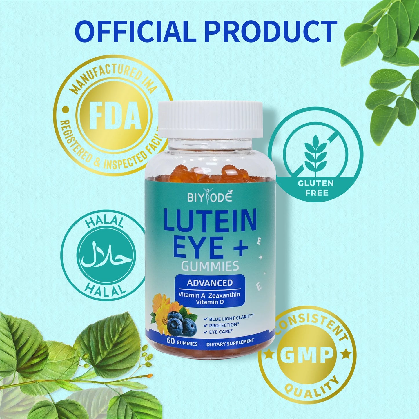 Jiabeikang Factory Customized Eye Health Supplement Multivitamin Marigold Extract Lutein Gummies