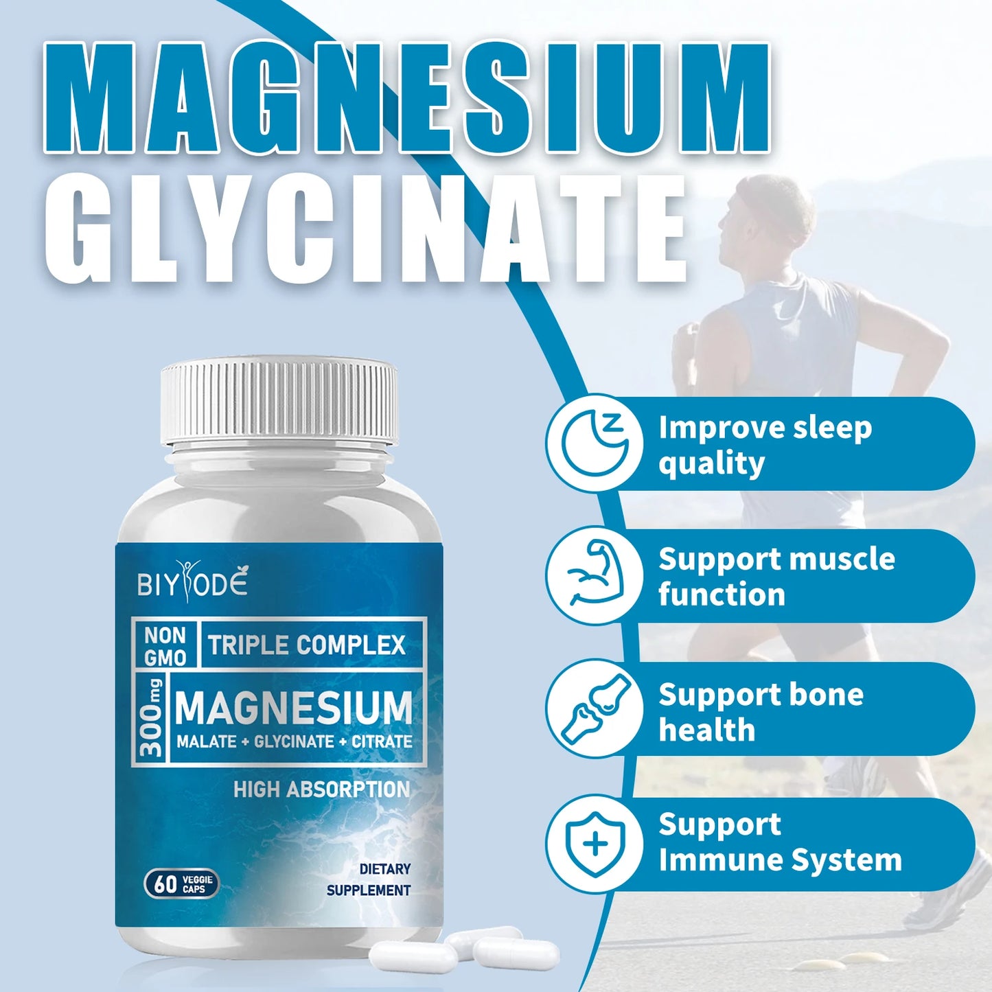 OEM custom private label magenesium glycinate supplement triple complex magnesium capsules