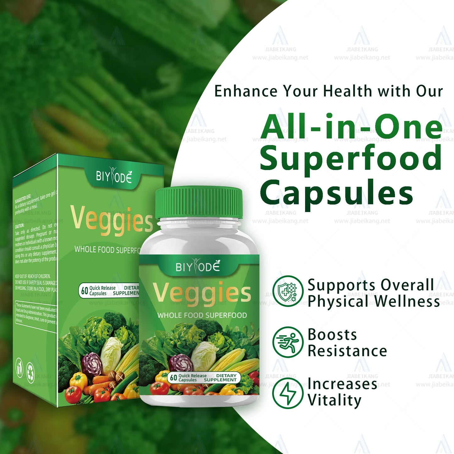 Jiabeikang Factory OEM ODM Custom Ready Stock Wholesale All-in-One Superfood Veggies Capsules