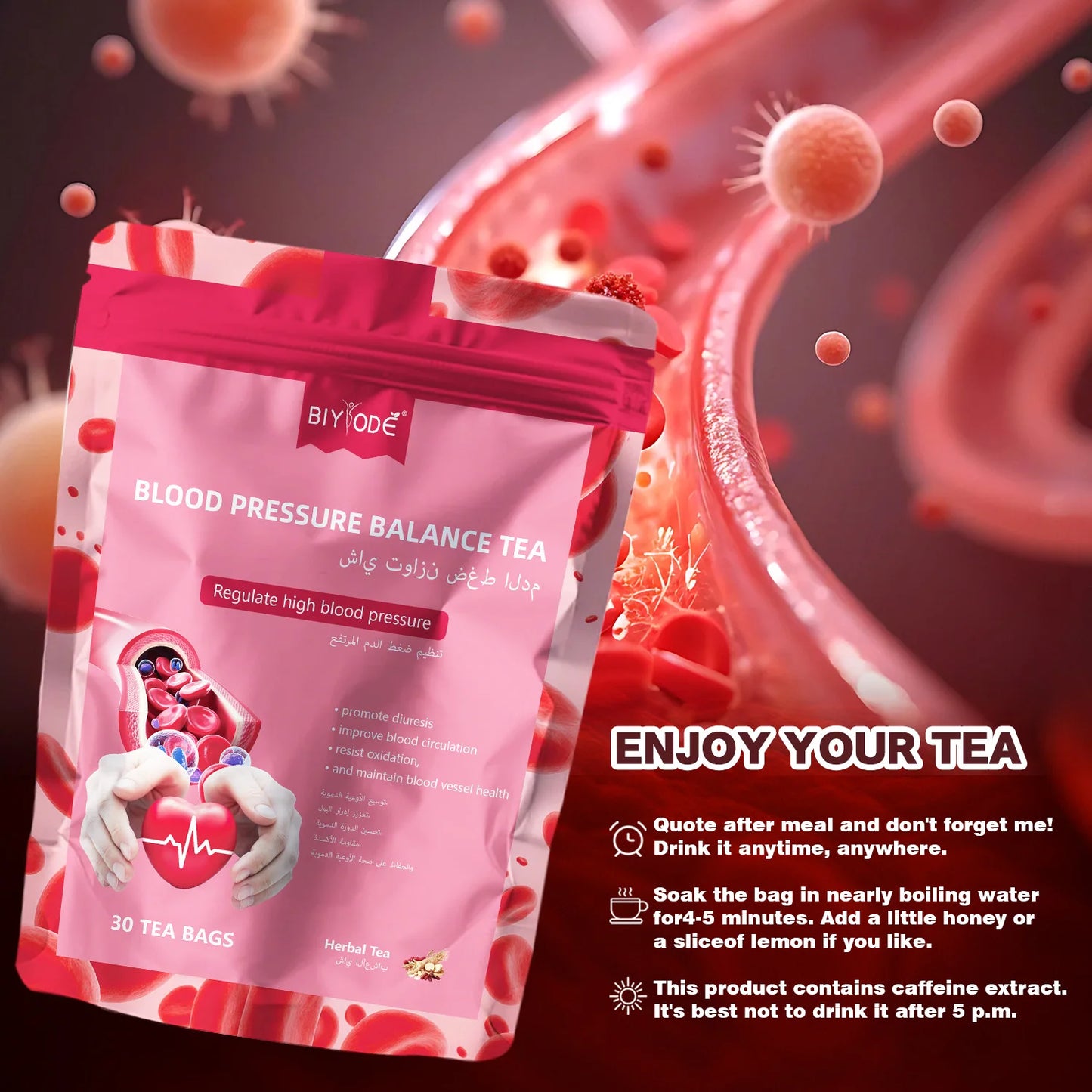 OEM ODM Private Label Blood Pressure Balance Tea Bag Herbal Supplement Wholesale Promote Natural Balance Vascular Wellness GMP Certified