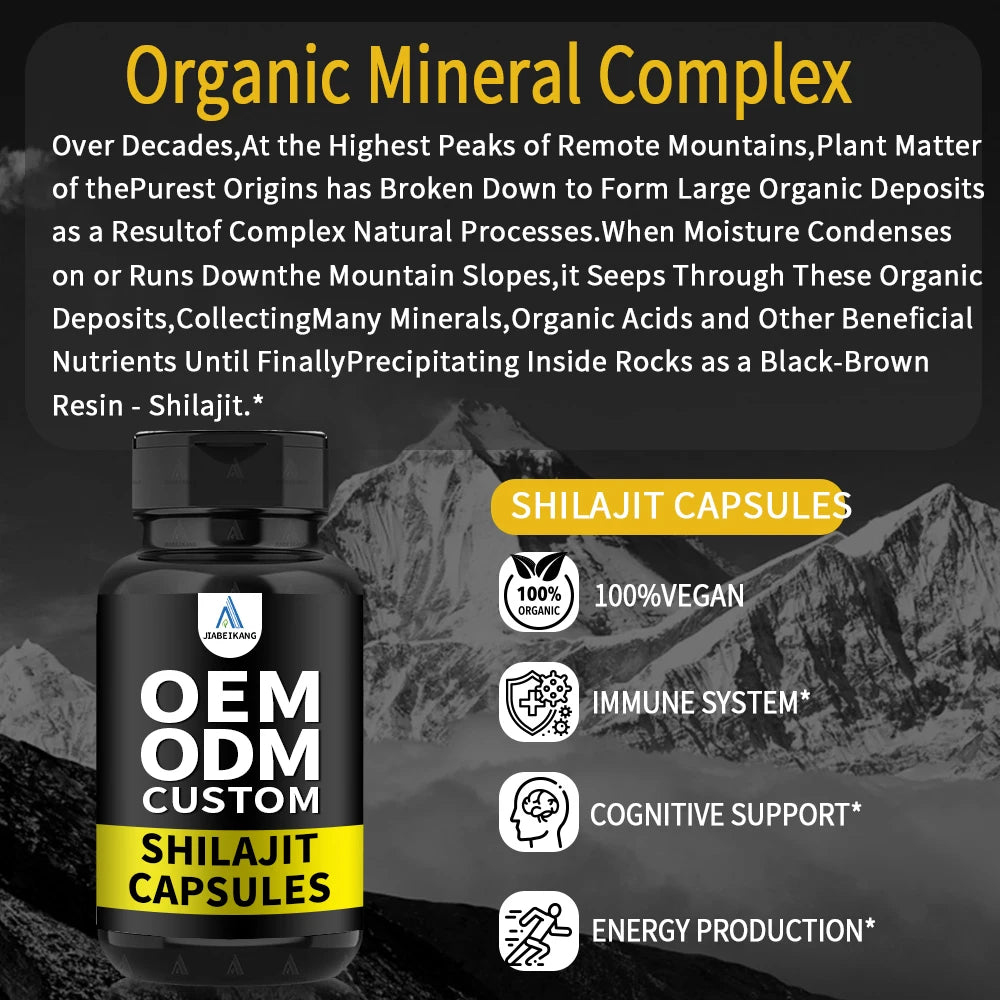 OEM ODM Custom Private Label Supplement Manufacturer Shilajit Capsules Wholesale Himalayan Shilajit Pills