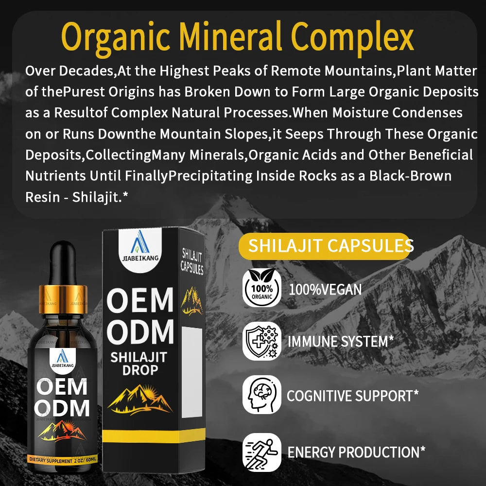 OEM ODM Custom Shilajit Liquid Drops Himalayan Shilajit Wholesale Natural Shilajit Drop