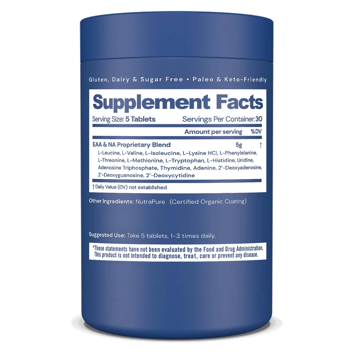 Custom Private Label Essential Amino Acid Tablets EAA Complex Supplement Gluten Free Sugar Free Keto Friendly Formula