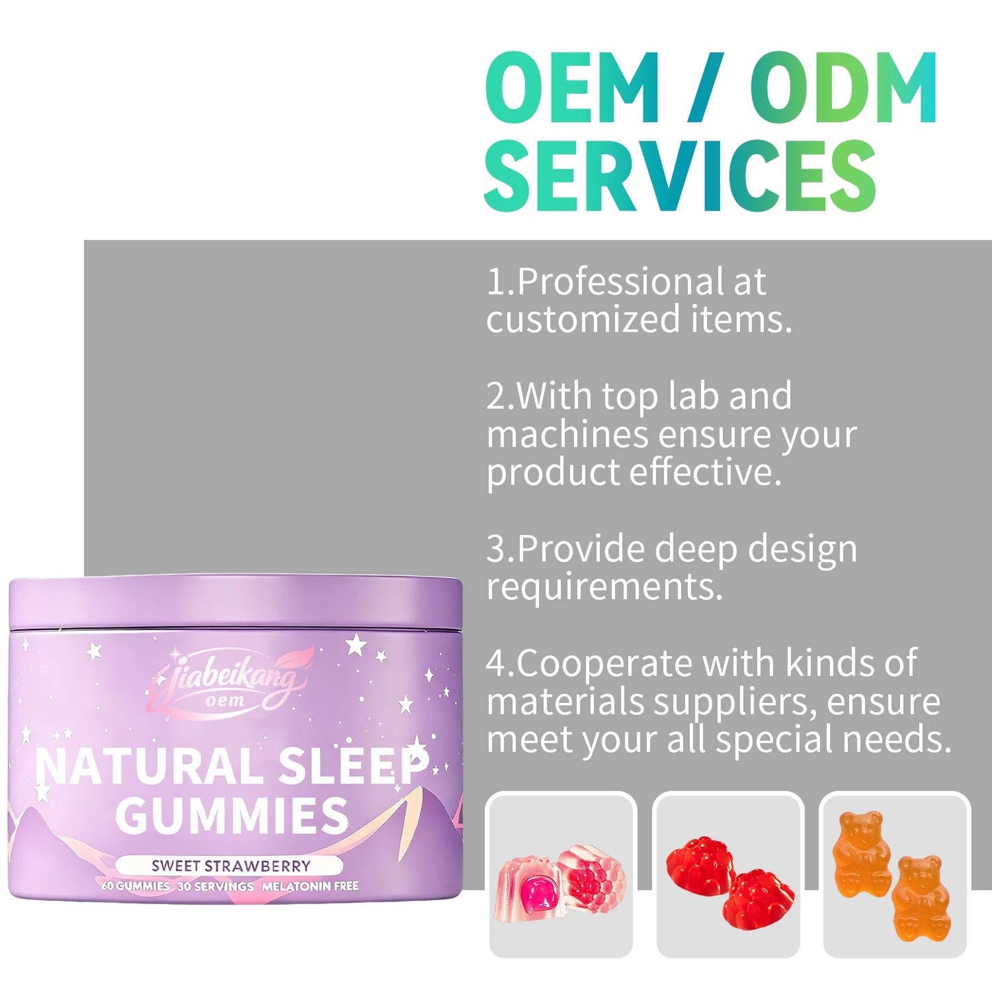 Private Label Sleep Support Gummies Natural Calm & Relax Vegan Pectin Strawberry Flavor OEM ODM Night Routine Supplement