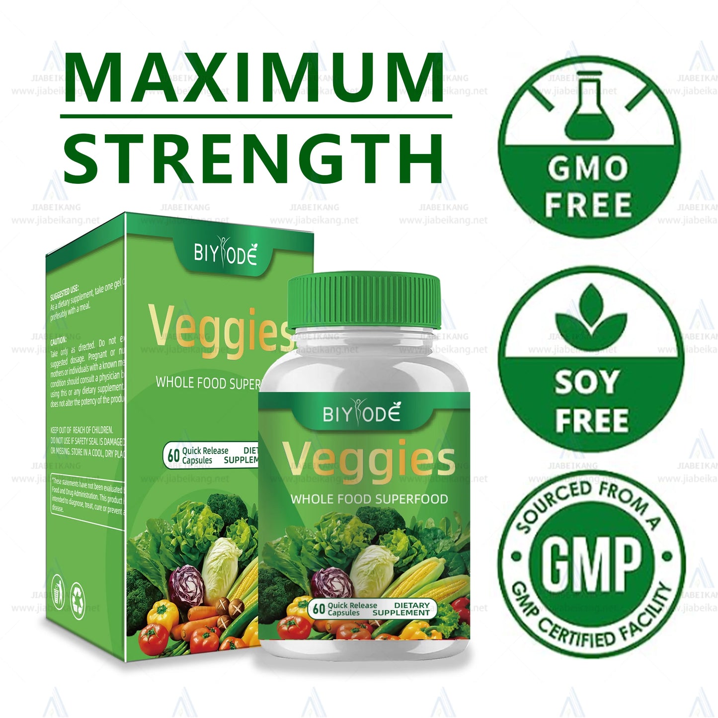 Jiabeikang Factory OEM ODM Custom Ready Stock Wholesale All-in-One Superfood Veggies Capsules