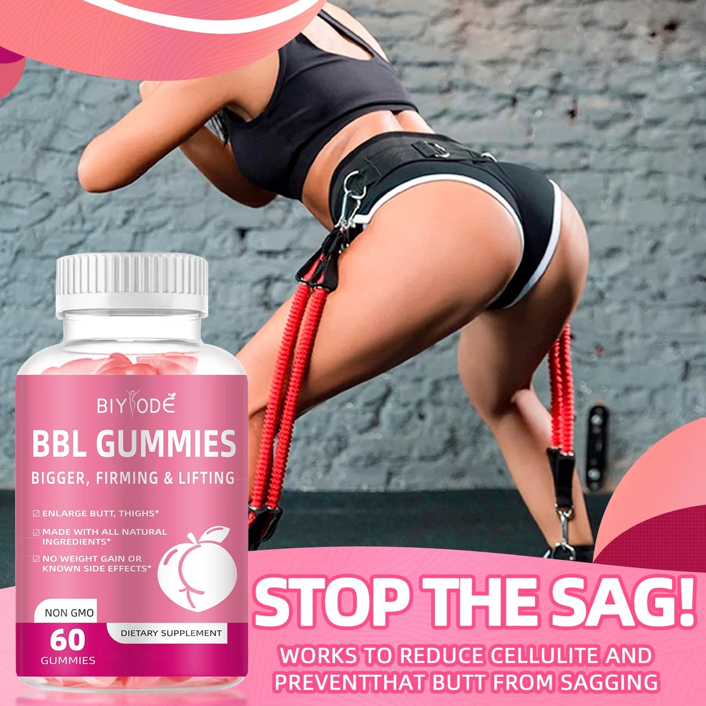 Bigger Hip and Butt Lifter Booster Enlargement Enhancement for Women Pour Les Fesses En Sachet BBL Gummies