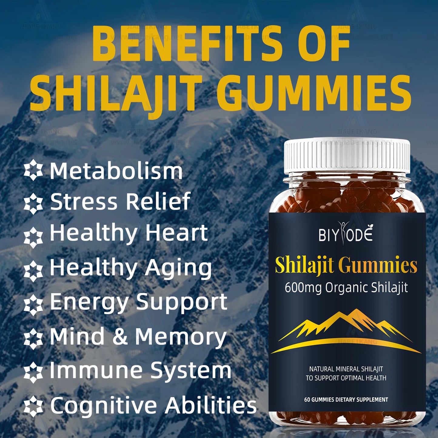 600mg Original Pure Himalayan Increases Energy Immune Support Herbal Health Supplement Shilajit Gummies