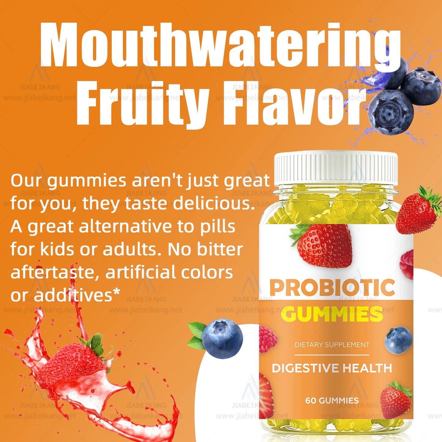 OEM ODM Private Label Probiotic Gummies Factory Supply Organic Vegan Digestive Health Supplement Gluten-Free GMP Certified Fruity Flavor Gummies Wholesale