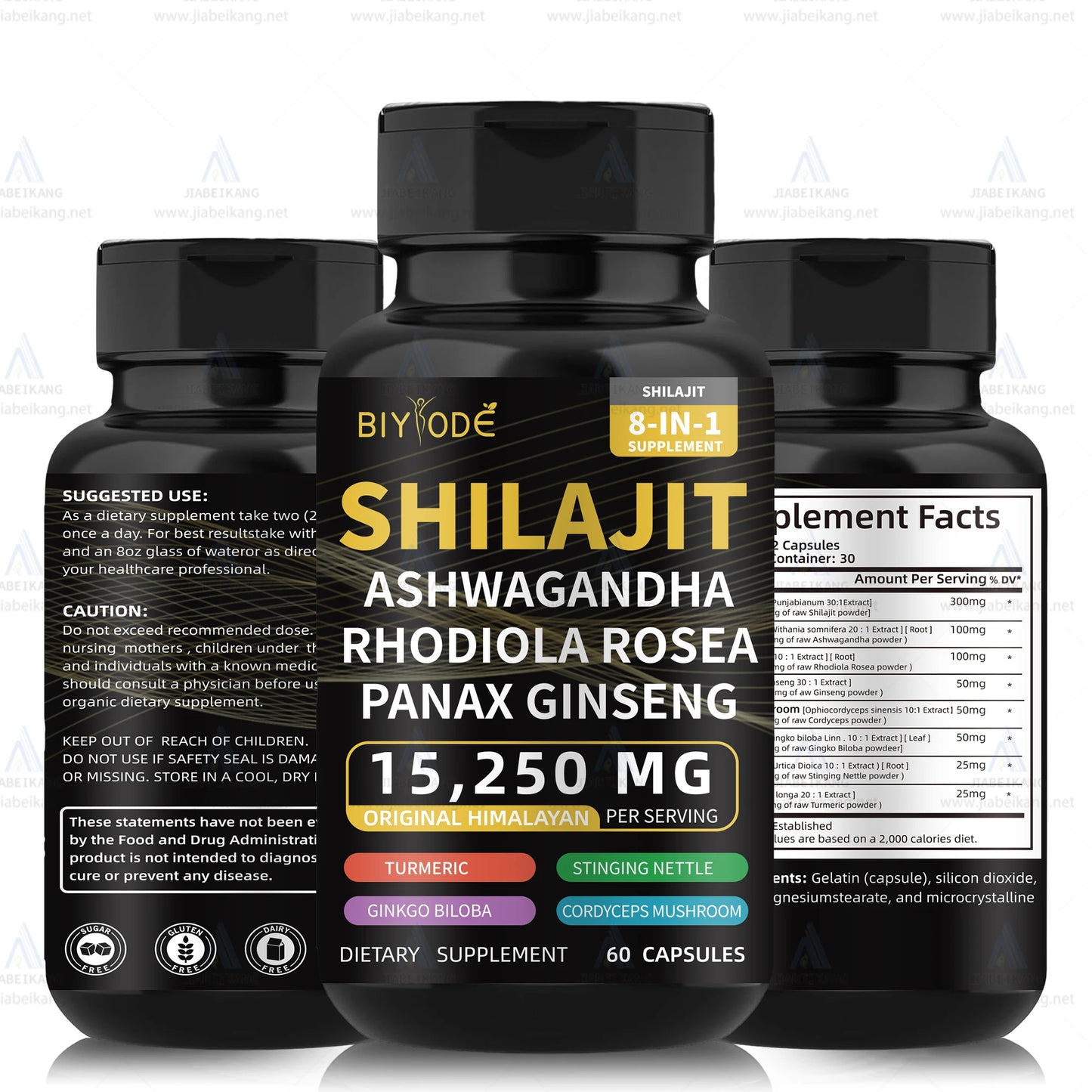 New good ready formula pure himalayan shilajit capsules with ashwagandha ginseng healthcare vitamin 8 in 1 energy supplement