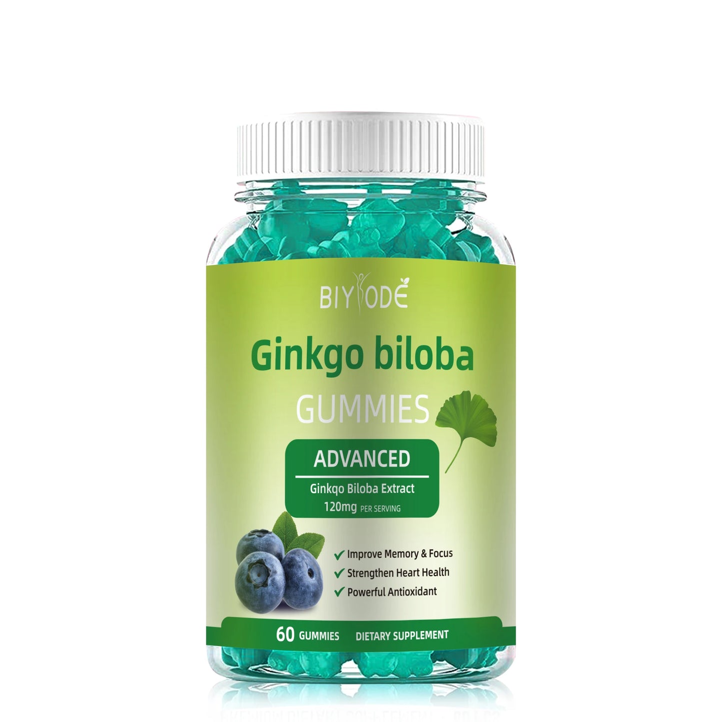 Jiabeikang Factory OEM ODM Custom Ready Stock Wholesale Herbal Supplement Memory and Focus Heart Health Ginkgo Biloba Gummies