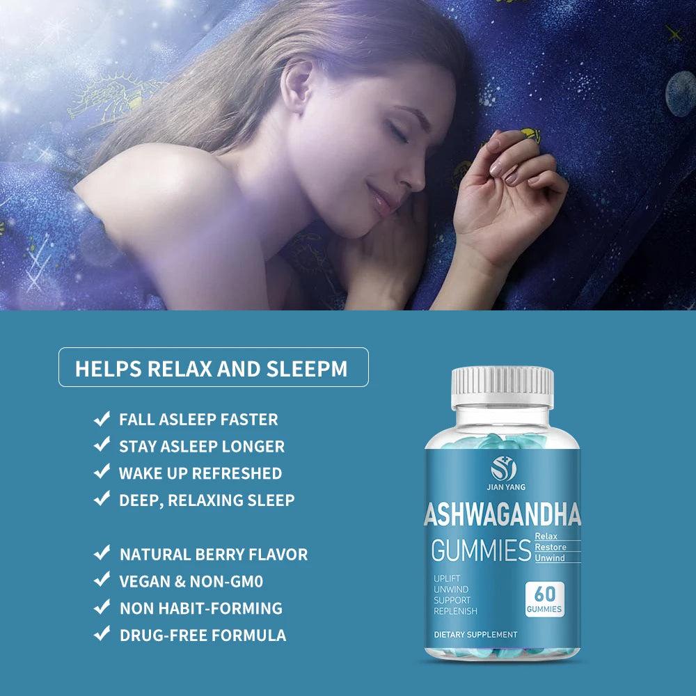 OEM Calming gummies Anti Stress Relief Flavor Antioxidant supplement Well Sleep Ashwagandha Gummies